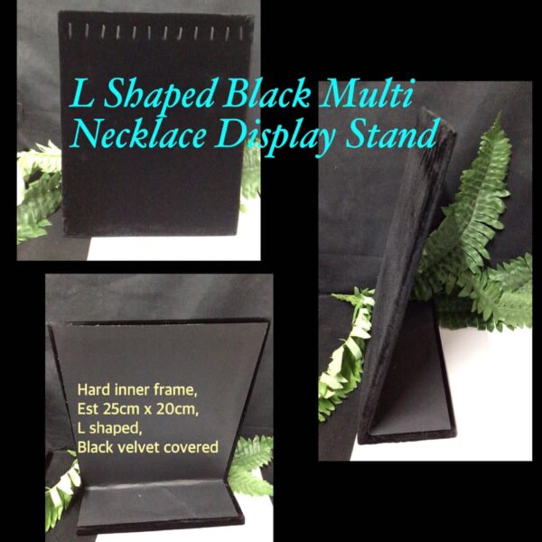 L Shaped Black Velvet covered Multi Necklace Display Stand