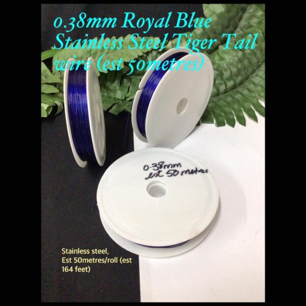 .38mm Royal Blue Stainless Steel Tiger Tail Wire (est 50metres)