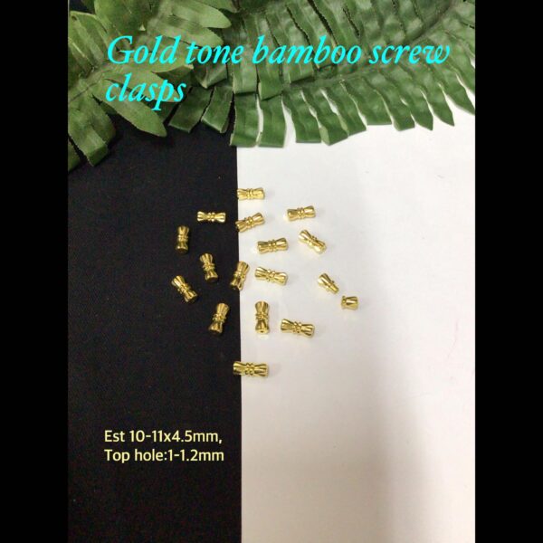 Gold tone tone bamboo screw clasps (12pcs)