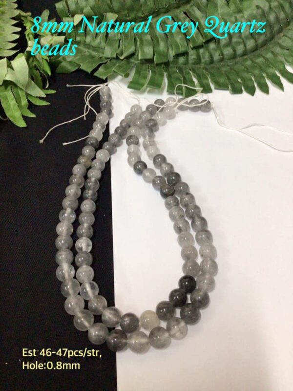 8mm Natural Grey Quartz beads (est 46-47pcs)