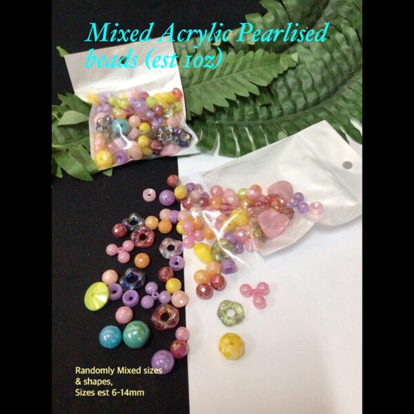 Mixed Acrylic Pearlised beads (est 1oz)