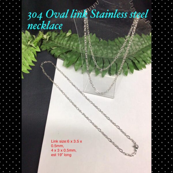 304 6mm Oval link Stainless steel necklaces (est 19")