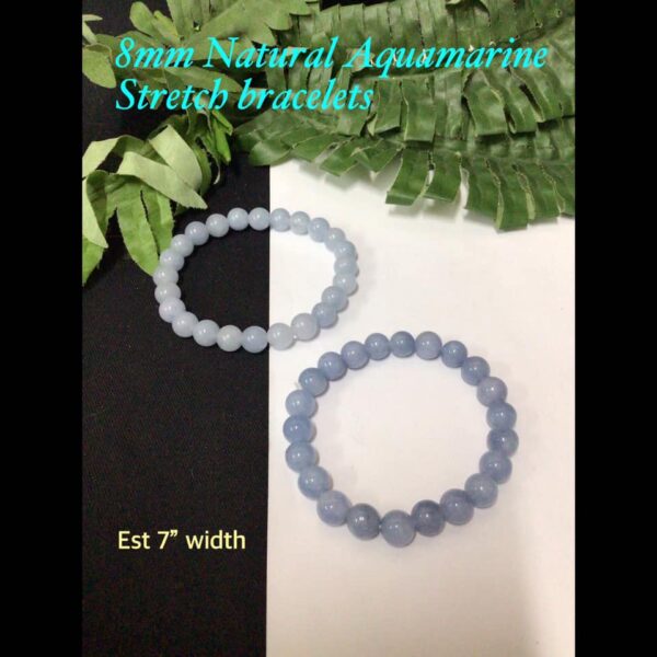 8mm Natural Aquamarine Stretch Bracelets 30% off!