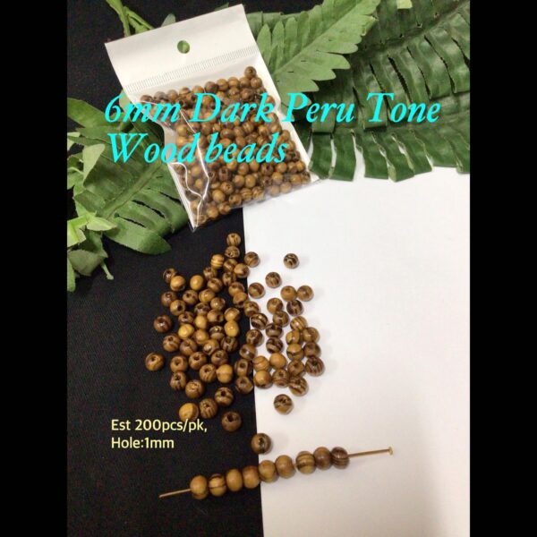 6mm Dark Peru tone Wood beads (est 200pcs)