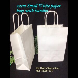 22cm Small White paper bags with handles (5pcs)
