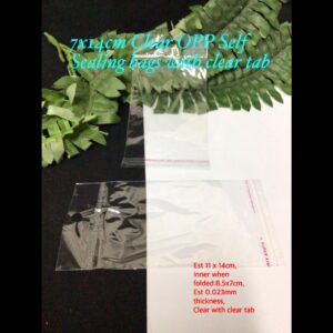 7x14cm Clear OPP self sealing bags with Clear tab (est 100pcs)