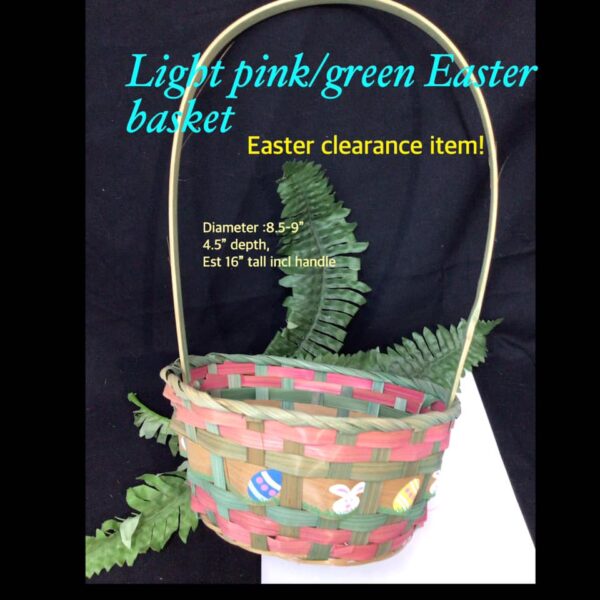 Light Pink/green easter Basket (8.5-9")