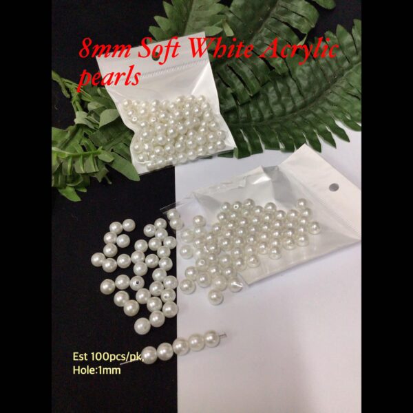 8mm Soft White Acrylic Pearls (est 100pcs)