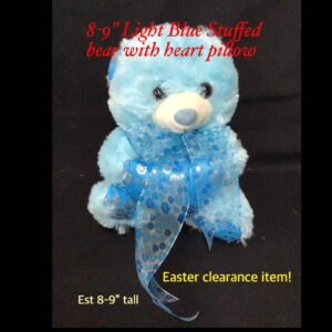 8-9" Small Light Blue Stuffed bear with heart pillow
