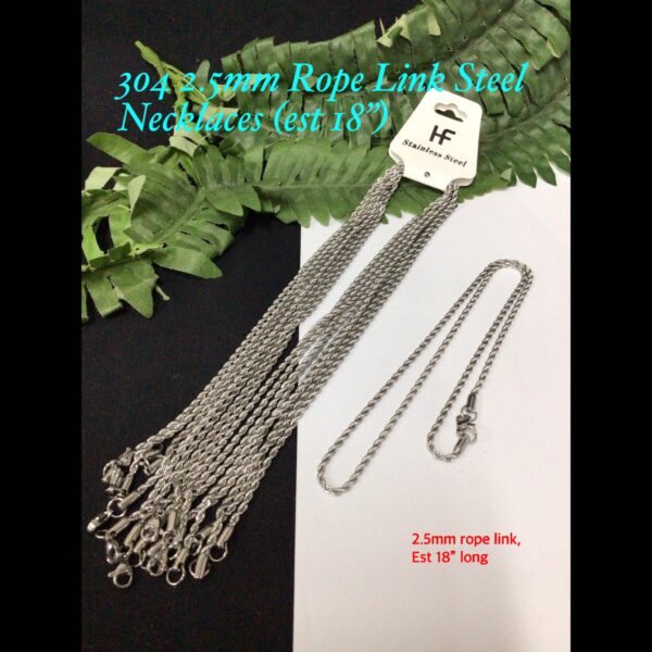 304 2.5mm Rope link Stainless steel necklaces (est 18")