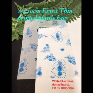 15x20cm Extra Thin Printed Plastic bags (est 95-100pcs)