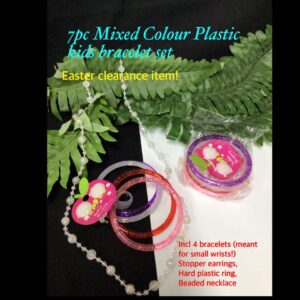 7pc Mixed Colour Plastic Kids bracelet set