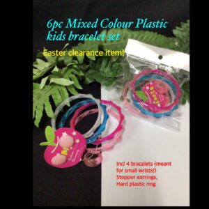 6pc Mixed Colour Plastic Kids bracelet set