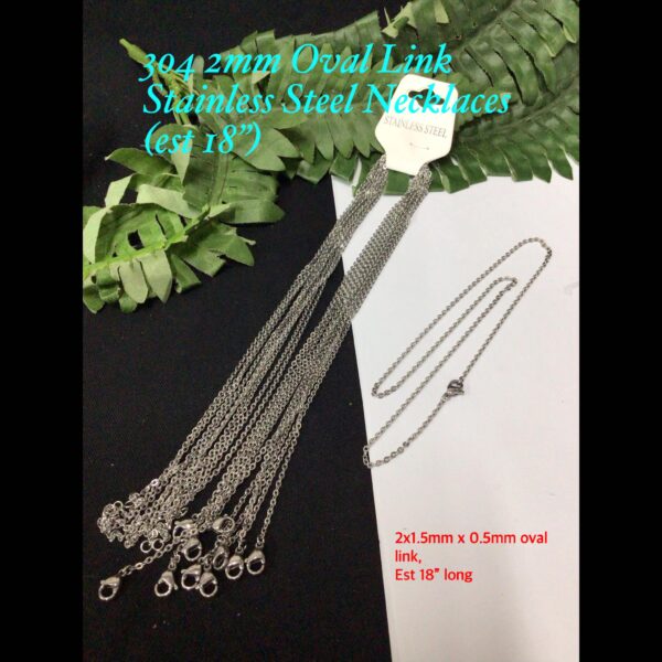 304 2mm Oval Link Stainless Steel Necklaces (est 18')