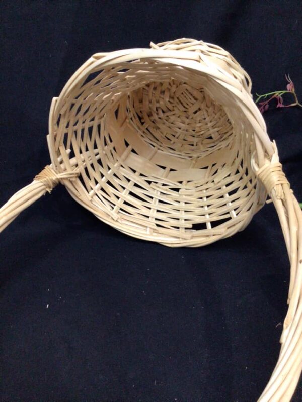 Light Cream Hat Shaped Medium Sized Wicker Basket (est 9.5" x 9") - Image 2