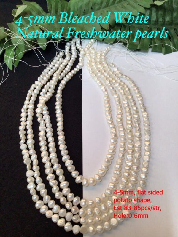 4-5mm Bleached White Natural Freshwater pearls (est 83-85pcs)