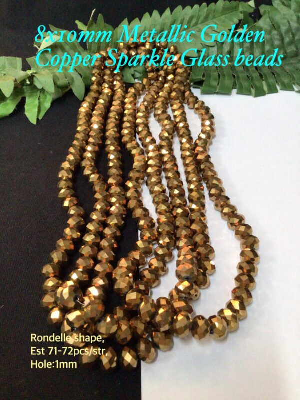 8x10mm Metallic Golden Copper Sparkle glass beads (est 72pcs)