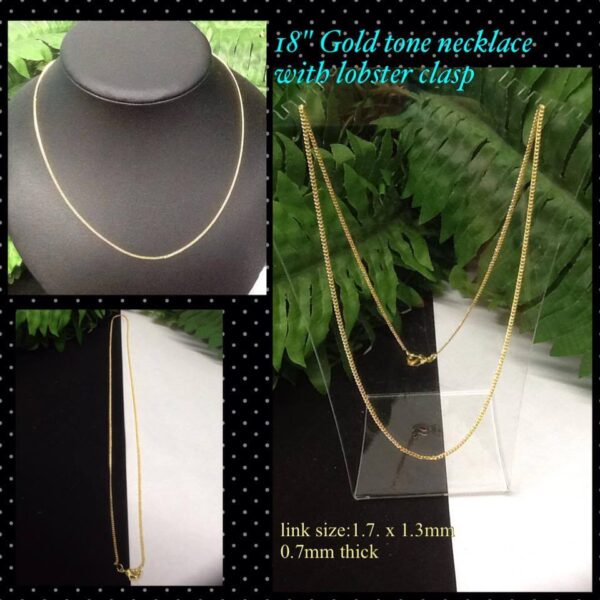 18" Gold Tone necklace with Lobster clasp (1.7x1.3mm oval link)