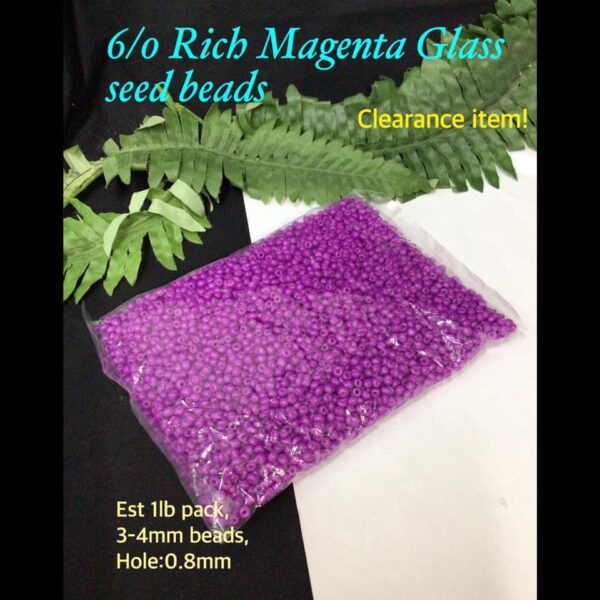 6/0 Rich Magenta Glass seed beads (est 1 lb)