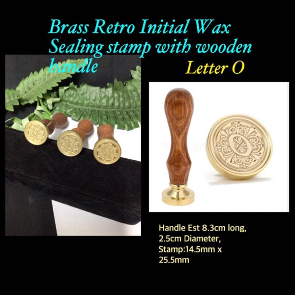 Letter O Brass Retro Initial Wax Sealing Stamp with wooden handle