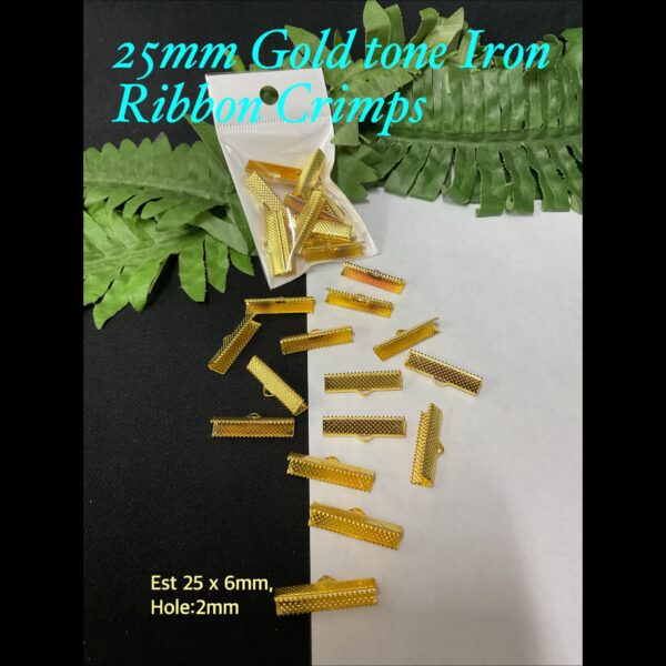 25mm Gold Tone Iron Ribbon Crimps (15pcs)