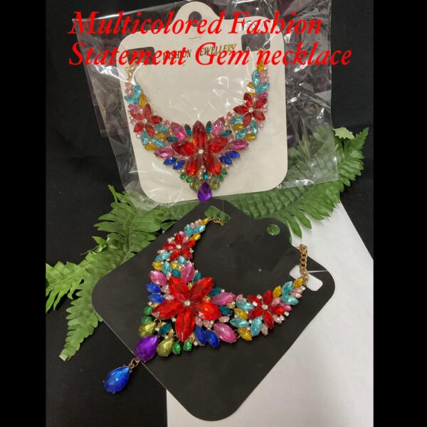 Multicolored Fashion Statement gem Necklace 30% off!