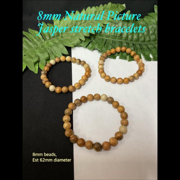 8mm Natural Picture jasper stretch bracelets 20% off!