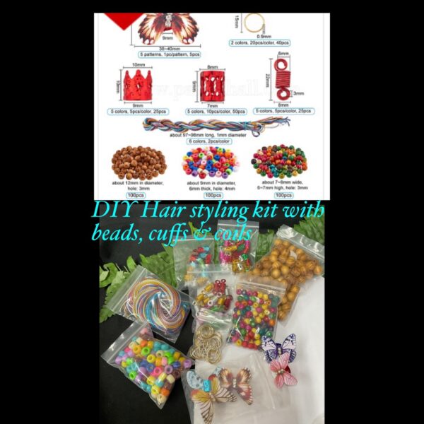 DIY hair Styling Kit with beads, cuffs & coils (est 457pcs)