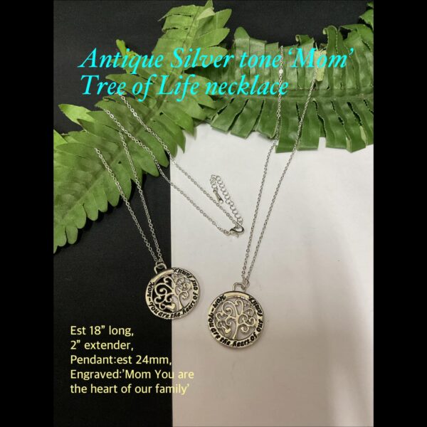 Antique Silver tone 'Mom' Tree of Life Necklace 30% off!