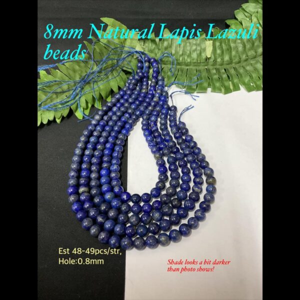 8mm Natural Lapis Lazuli beads (est 48-49pcs)