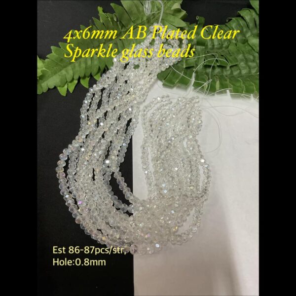 4x6mm AB Plated Clear Sparkle glass beads (est 86-87pcs)