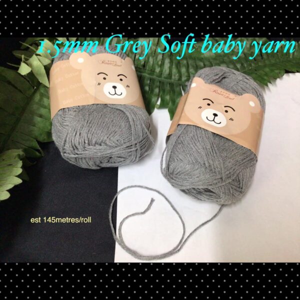 1.5mm Grey Soft baby yarn (est 145metres) 20% off!