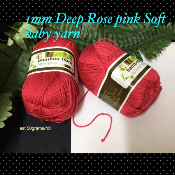 1mm Deep Rose Pink Soft baby yarn (est 50grams) 20% off!