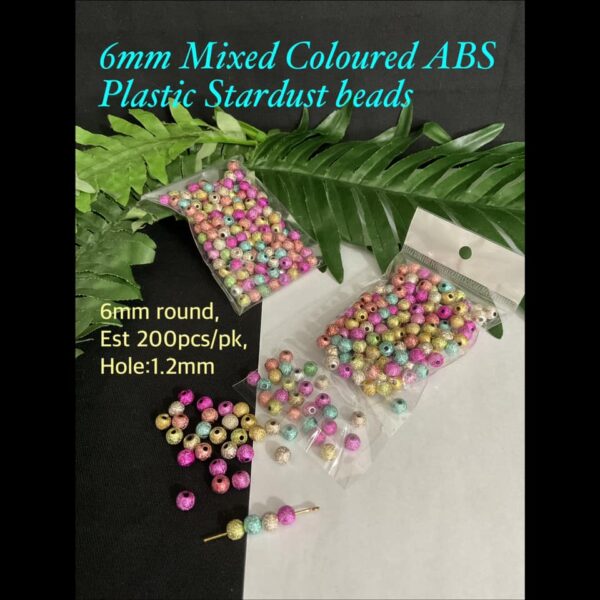 6mm Mixed Coloured ABS Plastic Stardust beads (est 200pcs)