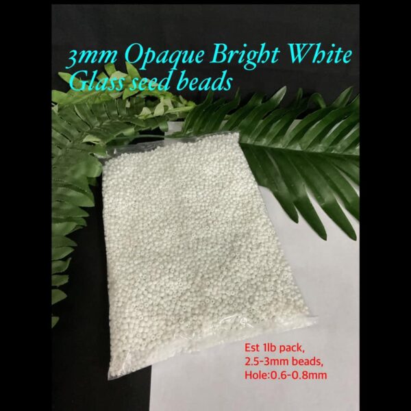 3mm Opaque Bright White seed beads (est 1lb)