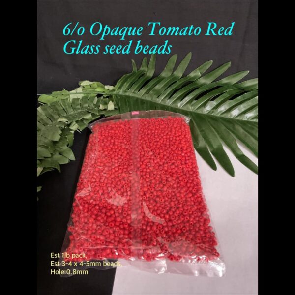 6/0 Opaque Tomato red Glass seed beads (est 1 lb)