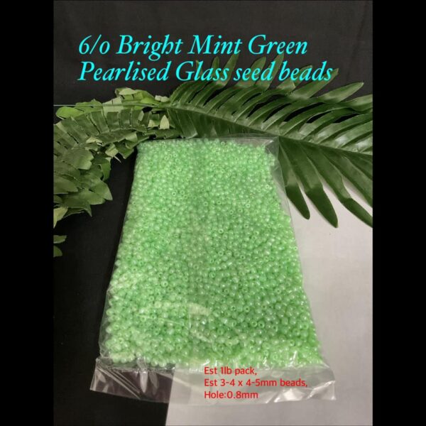 6/0 Bright Mint Green pearlised Glass seed beads (est 1 lb)