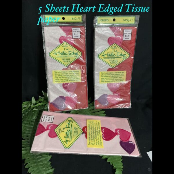 5 Sheets Heart Edged Tissue Paper (with purple)