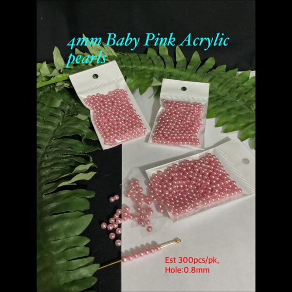 4mm Baby Pink Acrylic pearls (est 300pcs)