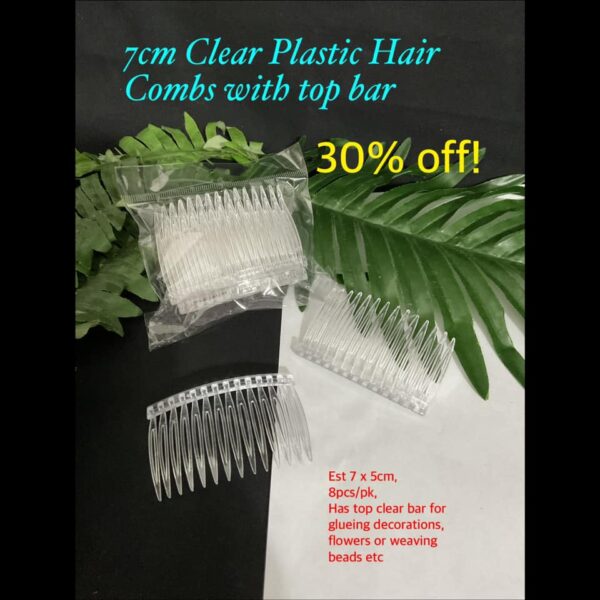 7cm Clear Plastic Hair Combs (8pcs)