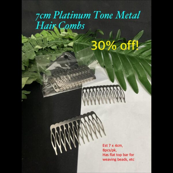 7cm Platinum Tone metal Hair Combs (8pcs)