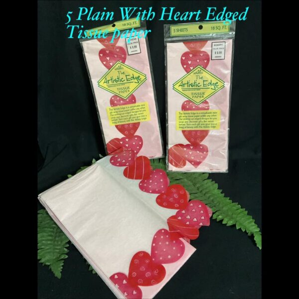 5 Sheets Plain Heart Edged Tissue Paper