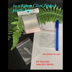 60x84mm Clear Ziplock plastic bags (est 50pcs)