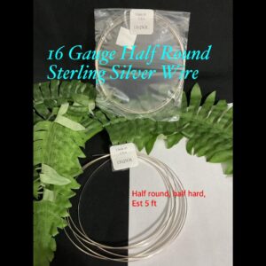 16 gauge Half Round Sterling Silver Wire (est 5ft)