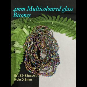 4mm Multicoloured Glass Bicones (est 82-83pcs)