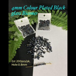 4mm Colour Plated Black Glass Bicones (est 200pcs)