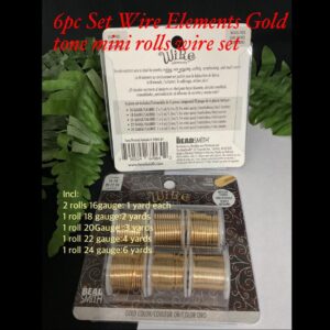 6pc Set Wire Elements Gold tone mini rolls wire set