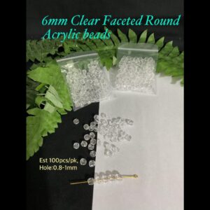 6mm Clear faceted Round Acrylic beads (est 100pcs)