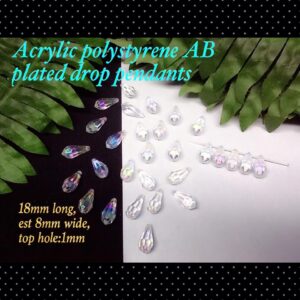 18mm AB Clear faceted Acrylic polystyrene Clear drop pendants (est 15pcs)