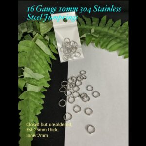 16 gauge 10mm 304 Stainless Steel Jumprings (est 20pcs)